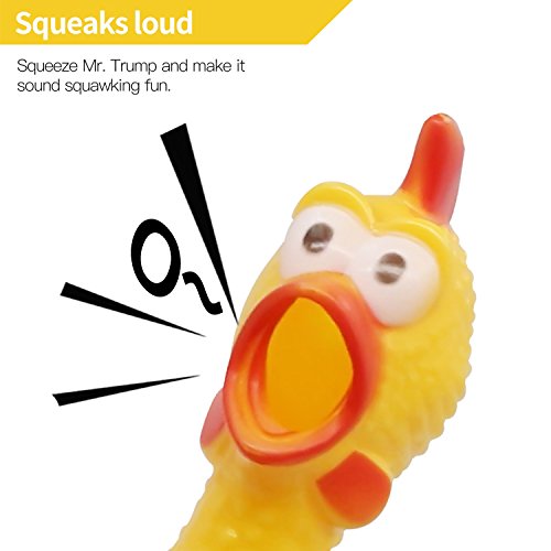 NOVELTY PLACE Extra Load Squawking Chicken Dog Toys - Large 16” - Yellow Rubber Squeeze Squeaky and Screaming Chicken for Pets or kids