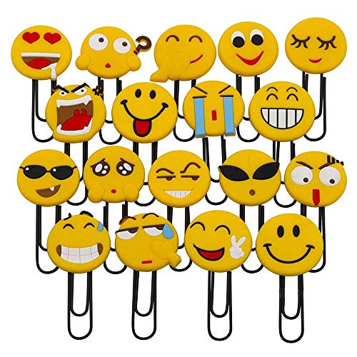 Cute Smiley Bookmarks, Funny Paperclip Bookmark, Novelty Emoticon Book Marker for Kids, Girls, Boys, School Student (Random 20PCS)