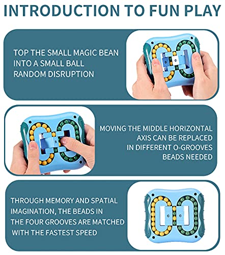 CaLeQi Decompression Rotating Magic Bean Cube Toys Square Rotating Small Beads Magic Cube Children's Puzzle Decompression Special Shape Magic Cube Ball Game Creative toys (Green)