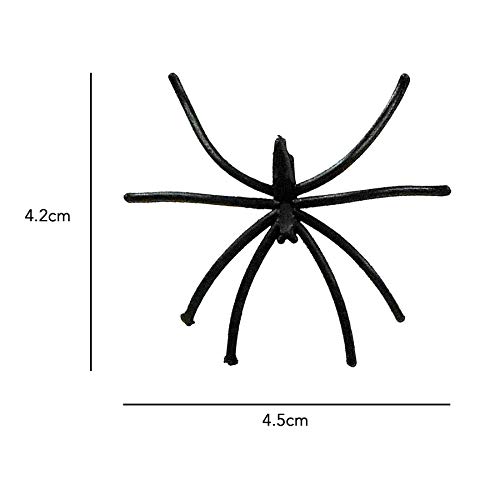 Vinsani® Pack of 24 Spooky Black Realistic Plastic Spiders 4.5cm Halloween Party Fake Props Novelty Fun Decorations Prank Joke Scary Spider Haunted Décor Kids Toy Outdoor Insects