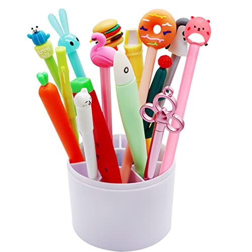 Yeelua 15Pcs Cute Cartoon Gel Pens, Writing Pens, Novelty Pen for Kids, Kawaii Fun Pen for Girls, 0.5mm Fine Handwriting Pen for Birthday Present School Prize Student Gift