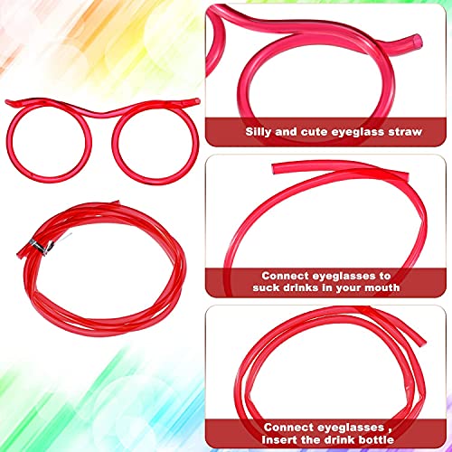 8 Pcs Silly Straw Glasses,Reusable Flexible Drinking Straw Glasses,Novelty Eyeglasses Straw for Kids Party Annual Meeting Parties Birthday(8 Colors)