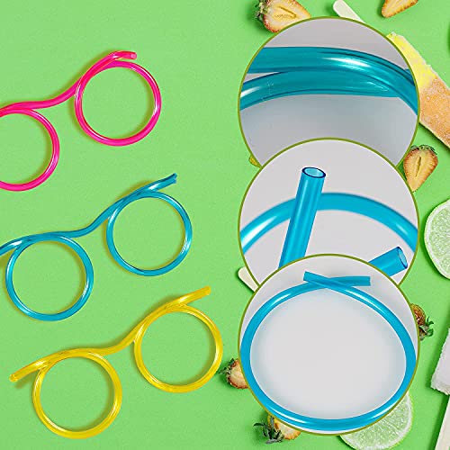 8 Pcs Silly Straw Glasses,Reusable Flexible Drinking Straw Glasses,Novelty Eyeglasses Straw for Kids Party Annual Meeting Parties Birthday(8 Colors)
