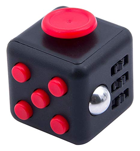 Cool Fidget Cube Vinyl Desk Toy Children Desk Toy Adults Stress Relief Cubes (Red/Black)
