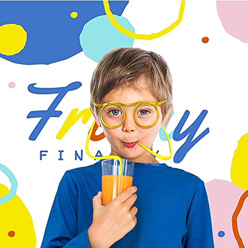 8 Pcs Silly Straw Glasses,Reusable Flexible Drinking Straw Glasses,Novelty Eyeglasses Straw for Kids Party Annual Meeting Parties Birthday(8 Colors)