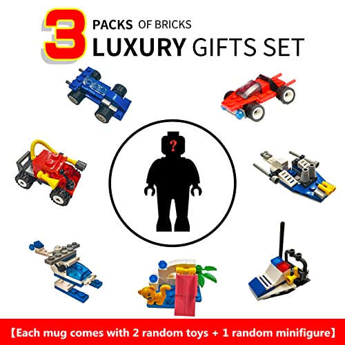 Lumsburry Build-on Brick Coffee Mug, Funny DIY Novelty Cup with Building Blocks Creative Gift for Kids Men Women Xmas Birthday (Red)