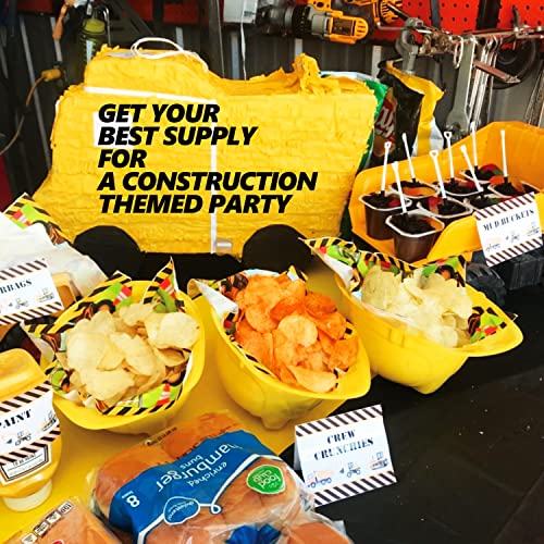 NOVELTY PLACE Construction Party Hats Toy, Yellow Soft Plastic Hats for Kids, Construction Party Dress Up Accessories (Pack of 12)