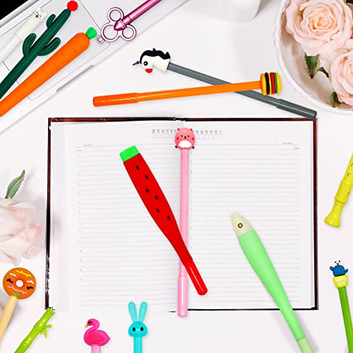 Yeelua 15Pcs Cute Cartoon Gel Pens, Writing Pens, Novelty Pen for Kids, Kawaii Fun Pen for Girls, 0.5mm Fine Handwriting Pen for Birthday Present School Prize Student Gift