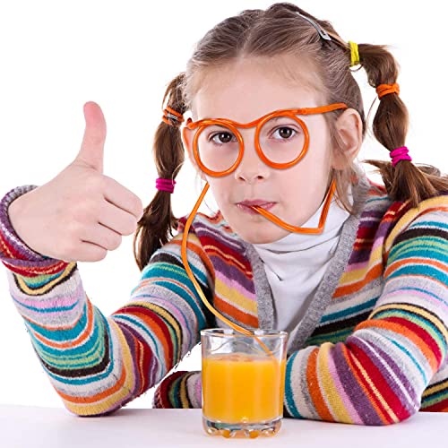 8 Pcs Silly Straw Glasses,Reusable Flexible Drinking Straw Glasses,Novelty Eyeglasses Straw for Kids Party Annual Meeting Parties Birthday(8 Colors)