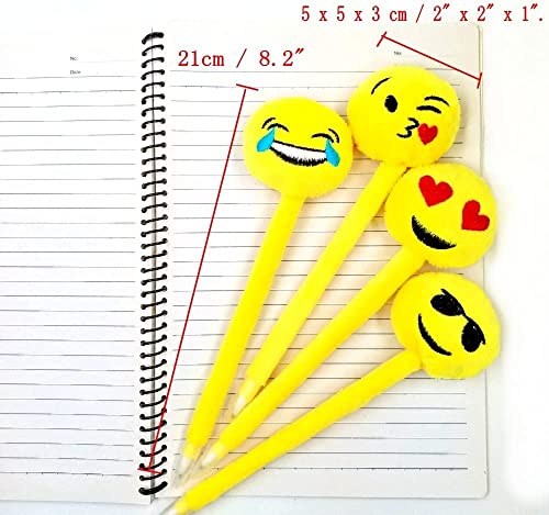 WAIZHIUA 24Pcs Novelty Emoticon Pen Cute Plush Emoticon Ballpoint Pen Stationery Gift for Kids Children Birthday Party Bag Filler Party Favour