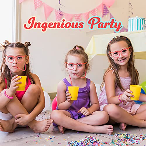 8 Pcs Silly Straw Glasses,Reusable Flexible Drinking Straw Glasses,Novelty Eyeglasses Straw for Kids Party Annual Meeting Parties Birthday(8 Colors)