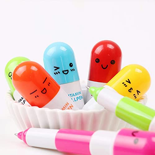 JZK 60 x Novelty mini retractable ballpoint pens with cute emoticon for kids cute biro pen stationery gift for girls children birthday party bag filler party favour