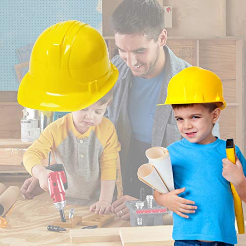 NOVELTY PLACE Construction Party Hats Toy, Yellow Soft Plastic Hats for Kids, Construction Party Dress Up Accessories (Pack of 12)