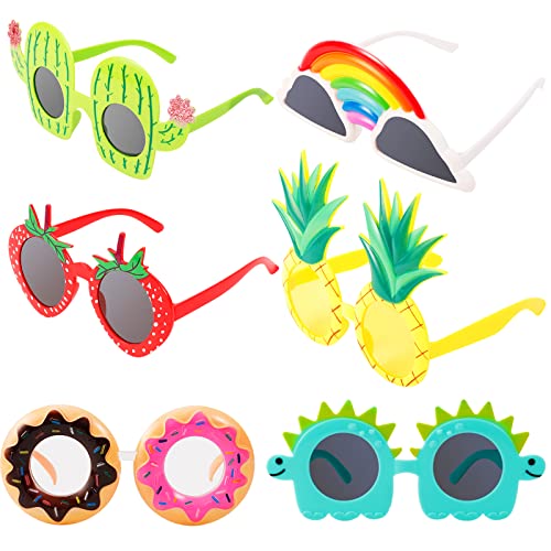 6 Pairs Novelty Sunglasses Party Glasses, Tropical Sunglasses Luau Party Sunglasses Photo Prop Supplies, Funny Hawaiian Glasses Novelty Glasses for Kids Adults Beach Party Decorations