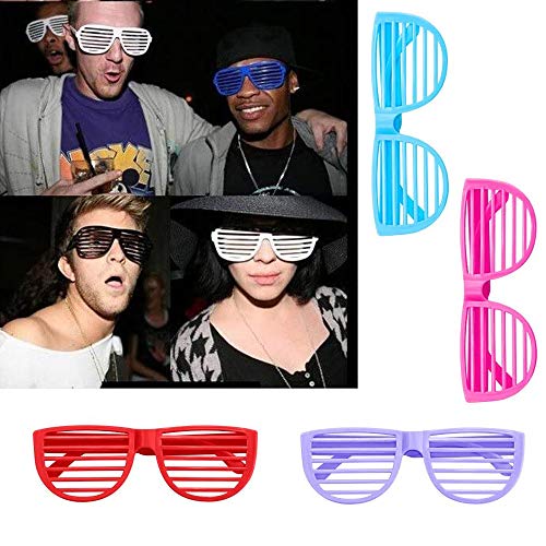 NA NA 12Pcs Shutter Shading Glasses Children Party Bag Fillers Kids Shutter Shades Glasses Sunglasses Novelty Fancy Dress Costume for Hawaiian Beach Photo Props Costum (Random Color) 12.3x12.3x4