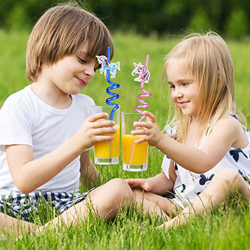 12 Pack Reusable Drinking Straws Novelty Unicorn Party Straws,Hard Plastic Straws Colourful Curly Straws Quicksand Cartoon Unicorn Rainbow Cloud Straw for Kids Birthday Baby Shower Family Reunion