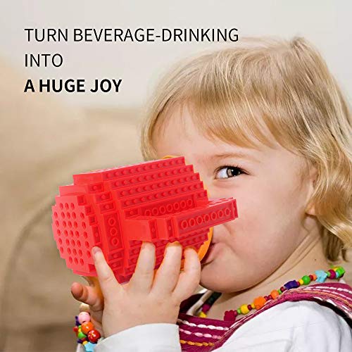 Lumsburry Build-on Brick Coffee Mug, Funny DIY Novelty Cup with Building Blocks Creative Gift for Kids Men Women Xmas Birthday (Red)