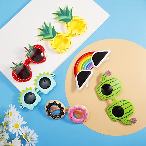 6 Pairs Novelty Sunglasses Party Glasses, Tropical Sunglasses Luau Party Sunglasses Photo Prop Supplies, Funny Hawaiian Glasses Novelty Glasses for Kids Adults Beach Party Decorations