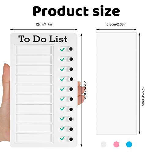 RosewineC 3 Pcs to Do List Chore Chart for Kids,Checklist Board Detachable Reusable Daily Schedule Memo Checklist Chore Chart Planner Board with 10pcs Cardstocks for Adults Kids Office Home