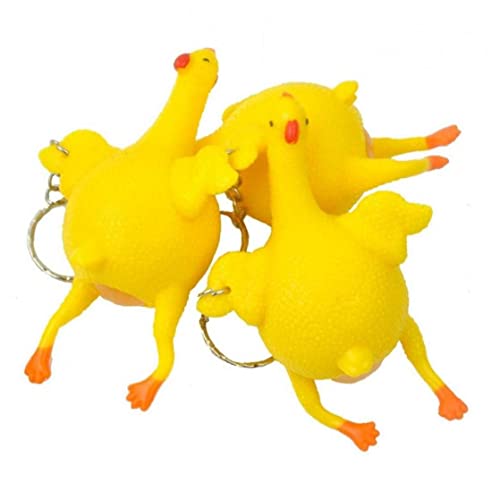 TOSSPER 1 Pcs Novelty Halloween Funny Gadgets Toys Vent Chicken Egg Laying Hens Crowded Stress Ball Keychain Kids Toys