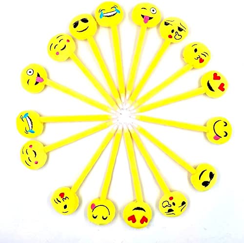 WAIZHIUA 24Pcs Novelty Emoticon Pen Cute Plush Emoticon Ballpoint Pen Stationery Gift for Kids Children Birthday Party Bag Filler Party Favour