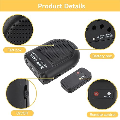Agatige Fart Machine with Remote, Electronic Remote Controlled Fart Machine Joke Prank Game Fart Box for Family and Friend - Black