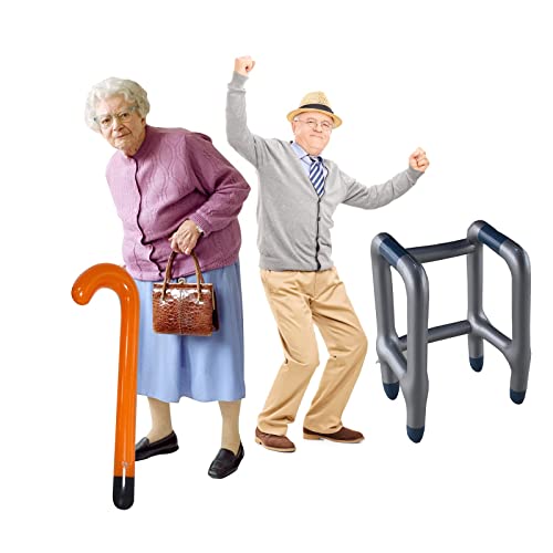 Inflatable Zimmer Frame Blow Up Walking Stick for Adults Birthday Retirement Novelty Prank Decorations Joke Gifts Men Women Grandad Grandad Dress Up Party Accessory Photo Booth