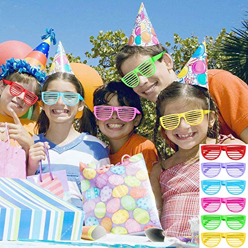 NA NA 12Pcs Shutter Shading Glasses Children Party Bag Fillers Kids Shutter Shades Glasses Sunglasses Novelty Fancy Dress Costume for Hawaiian Beach Photo Props Costum (Random Color) 12.3x12.3x4