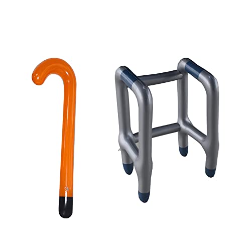 Inflatable Zimmer Frame Blow Up Walking Stick for Adults Birthday Retirement Novelty Prank Decorations Joke Gifts Men Women Grandad Grandad Dress Up Party Accessory Photo Booth