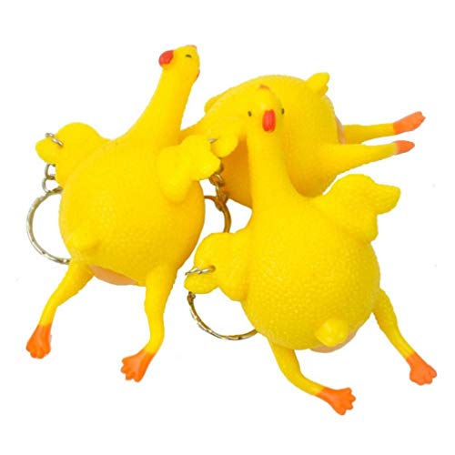 TOSSPER 1 Pcs Novelty Halloween Funny Gadgets Toys Vent Chicken Egg Laying Hens Crowded Stress Ball Keychain Kids Toys
