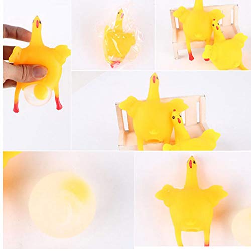 TOSSPER 1 Pcs Novelty Halloween Funny Gadgets Toys Vent Chicken Egg Laying Hens Crowded Stress Ball Keychain Kids Toys