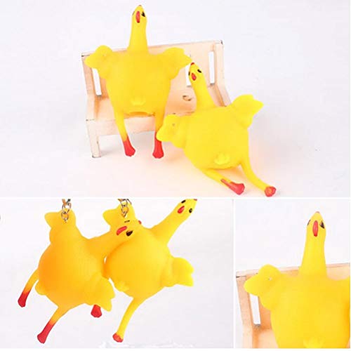 TOSSPER 1 Pcs Novelty Halloween Funny Gadgets Toys Vent Chicken Egg Laying Hens Crowded Stress Ball Keychain Kids Toys