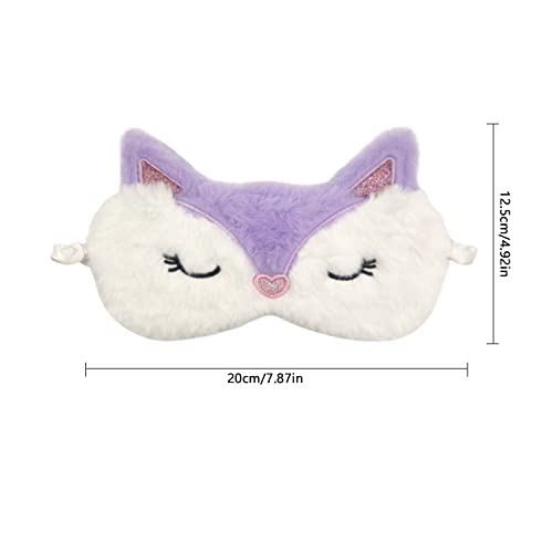 Eye Mask for Sleeping, Cute Fox Animal Soft Fluffy Plush Sleep Mask Novelty Funny Blindfold Breathable Eyeshade Cartoon Eye Cover for Kids Girls and Adult Night Nap Travel Meditation A7DWMRYZ