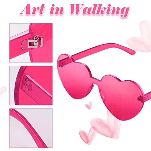 SPOKKI 4 Pair Heart Glasses, Novelty Funky Heart Shaped Party Sunglasses, Frameless Glasses Eyewear for Adults and Kids Beach Photo Feather Boa Accessories (4 Pair)