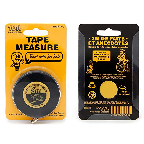 Suck UK | Fact Filled Tape Measure | 3m Double Sided Tape | Novelty Gifts For Boys & Girls | Measuring Tape For Home Improvement or Sewing | Encyclopedia For Children In An Educational Measuring Tape