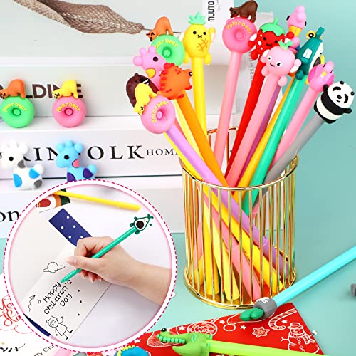SANNIX 50 Pieces Animal Pens, Cute Gel Ink RollerBall Pens, Novelty Fun Writing Pen for Kids Teachers Boys and Girls, School Gift Office Home Supplies, Black Refill 0.5mm