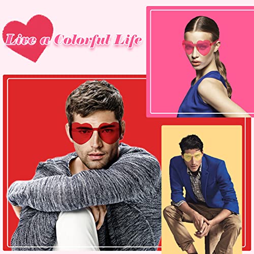 SPOKKI 4 Pair Heart Glasses, Novelty Funky Heart Shaped Party Sunglasses, Frameless Glasses Eyewear for Adults and Kids Beach Photo Feather Boa Accessories (4 Pair)