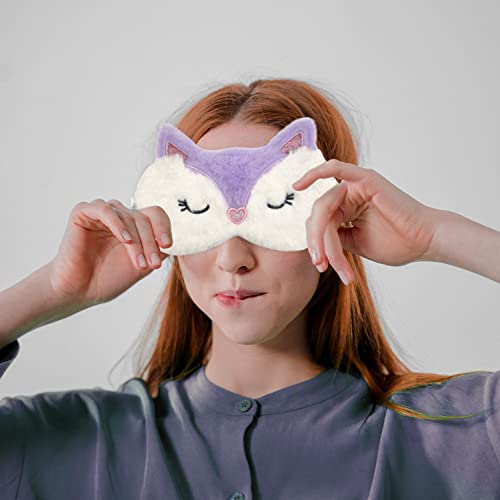 Eye Mask for Sleeping, Cute Fox Animal Soft Fluffy Plush Sleep Mask Novelty Funny Blindfold Breathable Eyeshade Cartoon Eye Cover for Kids Girls and Adult Night Nap Travel Meditation A7DWMRYZ
