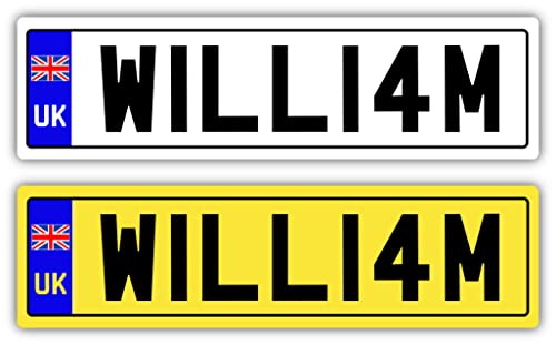 2x KIDS NUMBER PLATES FOR RIDE ON and KIDS ELECTRIC CAR | SELF ADHESIVE (140mm x 35mm) CHILDREN'S ELECTRIC RIDE ON CAR, TRIKE, BIKE, MOBILITY SCOOTER | Personalised Number Plates | Kids Number Plates