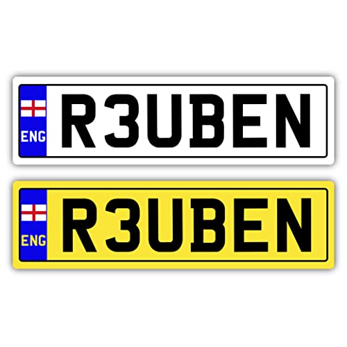 2x KIDS NUMBER PLATES FOR RIDE ON and KIDS ELECTRIC CAR | SELF ADHESIVE (140mm x 35mm) CHILDREN'S ELECTRIC RIDE ON CAR, TRIKE, BIKE, MOBILITY SCOOTER | Personalised Number Plates | Kids Number Plates