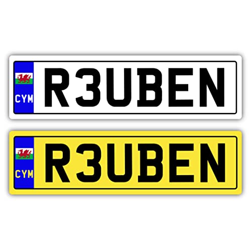 2x KIDS NUMBER PLATES FOR RIDE ON and KIDS ELECTRIC CAR | SELF ADHESIVE (140mm x 35mm) CHILDREN'S ELECTRIC RIDE ON CAR, TRIKE, BIKE, MOBILITY SCOOTER | Personalised Number Plates | Kids Number Plates