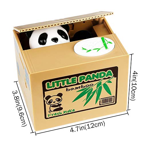 Panda Money Box, Piggy Bank for Kids/Adults, Automatic Stealing Coin Money Bank with Upgraded Clear English Voice (Panda)