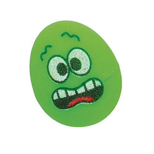 Baker Ross AT546 Mini Funky Face Egg Bouncy Balls - Pack of 10, Novelty Toys For Children, Perfect Party, Loot Or Prize Bag Filler