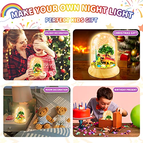 CS COSDDI Make Your Own Dinosaur Night Light, Dinosaur Night Light Craft Kit, DIY Dinosaur Gifts for Kids Arts and Crafts DIY Nightlight Project Novelty for Boys Age 3-12, Birthday Christmas for Kids