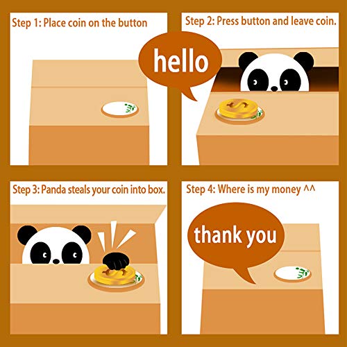 Panda Money Box, Piggy Bank for Kids/Adults, Automatic Stealing Coin Money Bank with Upgraded Clear English Voice (Panda)