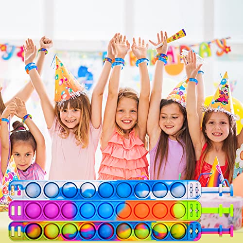 YOGINGO 3 PCS Pop Bracelet it Fidget Toys Pack, Fidget Bracelet Party Gifts, Decompression Wristband with Autistic & ADHD, Fidget Wristband as Return Gifts for kids, Fidgets Novelty Girls