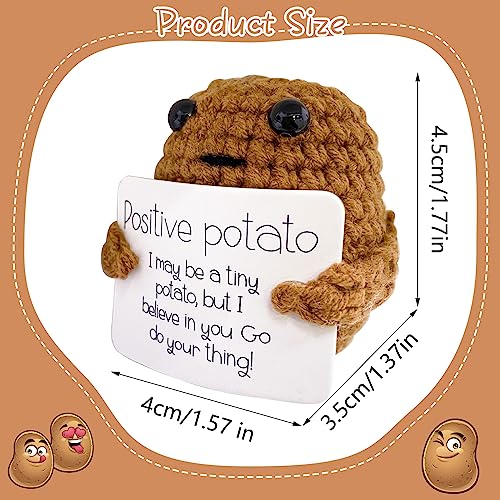 PQKL-party Positive Potato, Good Luck Gifts, Funny Positive Potato Creative Gifts, Soft Novelty Cute Wool Knitting Potato Doll Decoration, Positivity Affirmation Cards Gifts for Women Kids Students