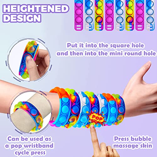 YOGINGO 3 PCS Pop Bracelet it Fidget Toys Pack, Fidget Bracelet Party Gifts, Decompression Wristband with Autistic & ADHD, Fidget Wristband as Return Gifts for kids, Fidgets Novelty Girls