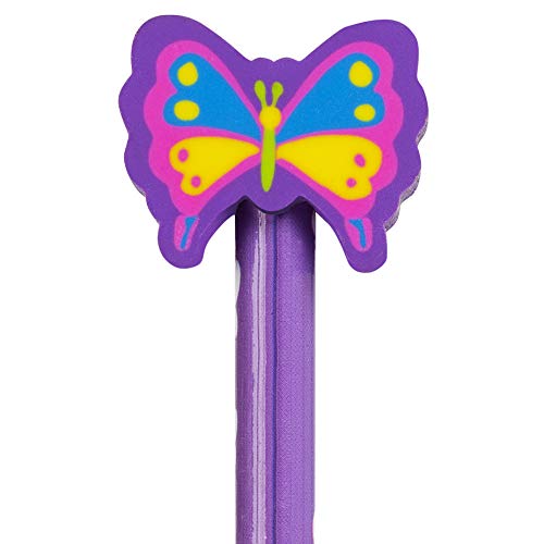 abeec 24 Funky Pencils with Eraser Toppers - 24 Pencils with Rubbers Set - 12 Different Designs with 2 of Each - Drawing Pencils for Kids 6+ - Party Bag Fillers