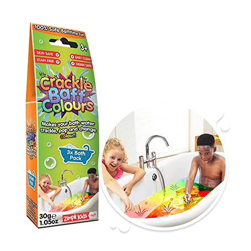 Crackle Baff Colours from Zimpli Kids, 3 Bath Pack, Magically makes your water Crackle, Pop & Change Colour, Birthday Gift for Children, Outdoor & Indoor Multi-Sensory Toy, Bath Toys for Boys & Girls
